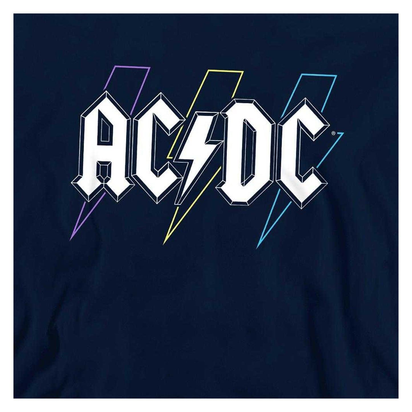 Navy - Side - AC-DC Childrens-Kids Pastel Bolts Pull Over Hoodie