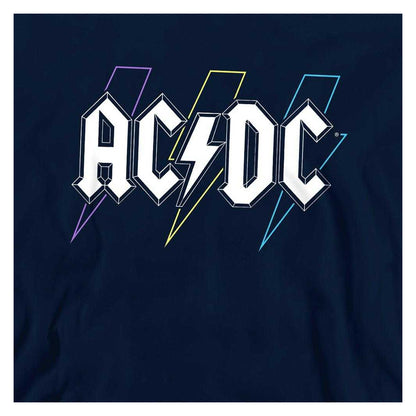 Navy - Side - AC-DC Childrens-Kids Pastel Bolts Pull Over Hoodie