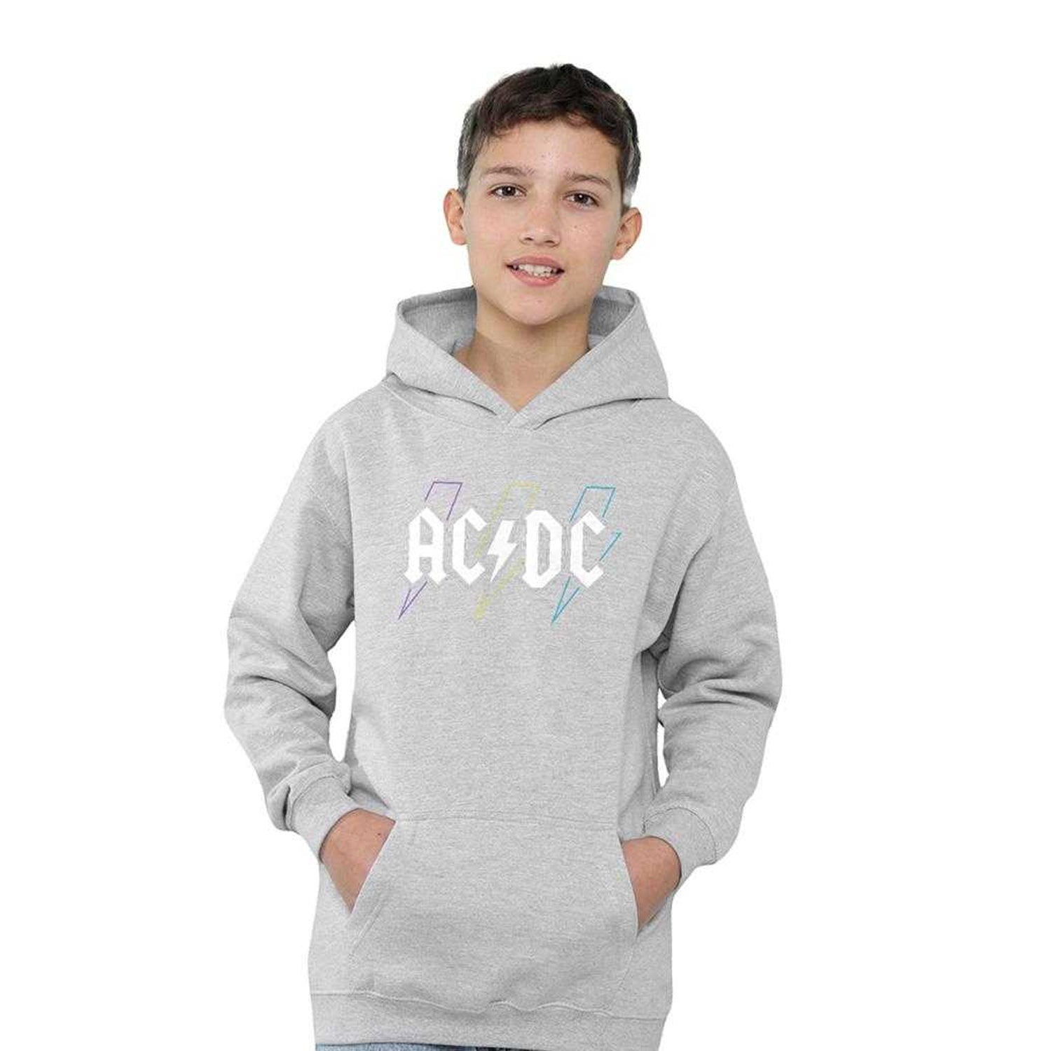 Athletic Heather - Lifestyle - AC-DC Childrens-Kids Pastel Bolts Pull Over Hoodie