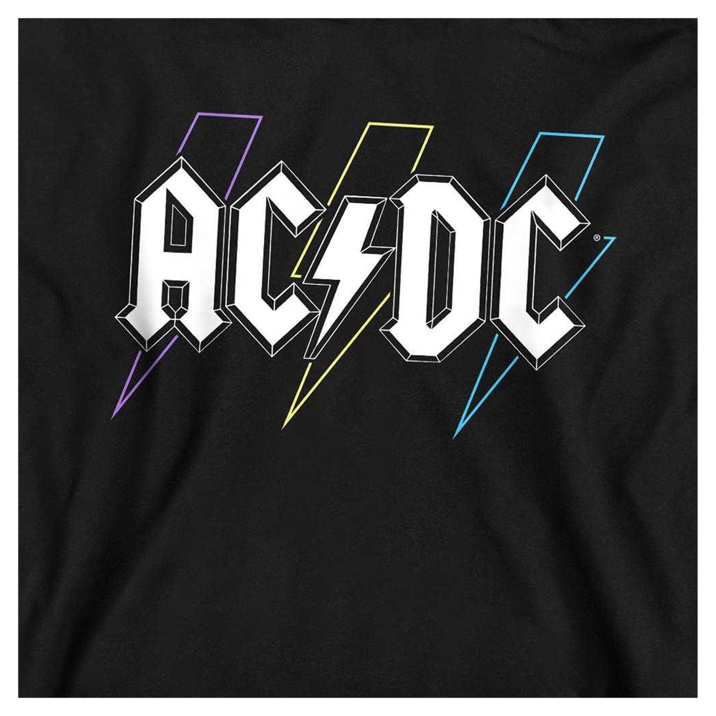 Black - Side - AC-DC Childrens-Kids Pastel Bolts Pull Over Hoodie