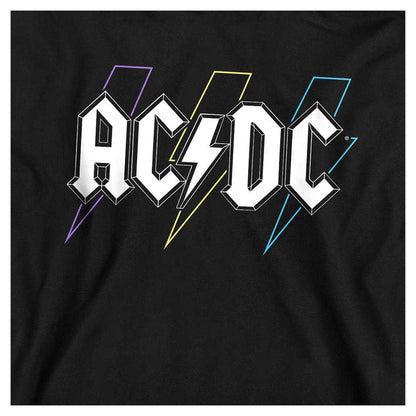 Black - Side - AC-DC Childrens-Kids Pastel Bolts Pull Over Hoodie