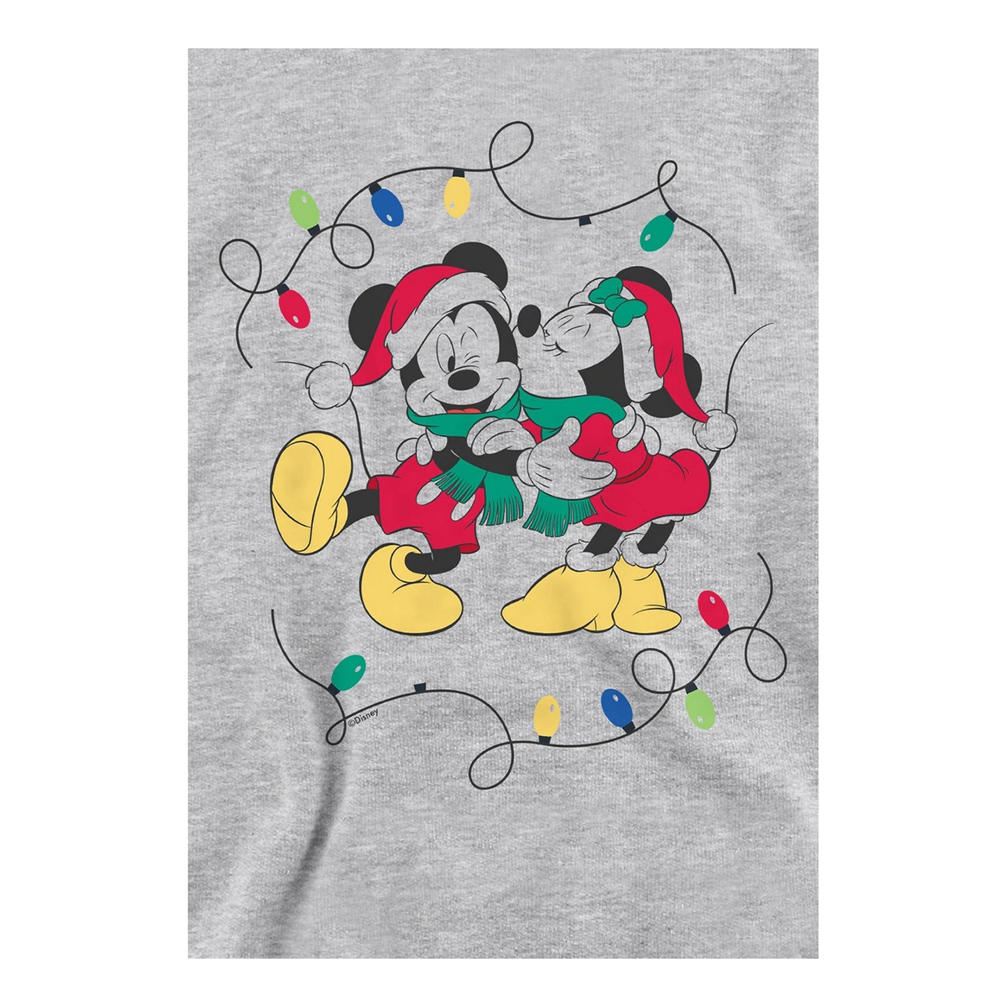 Athletic Heather - Side - Disney Childrens-Kids Mickey Mouse & Minnie Mouse Christmas Kiss Heather Hoodie