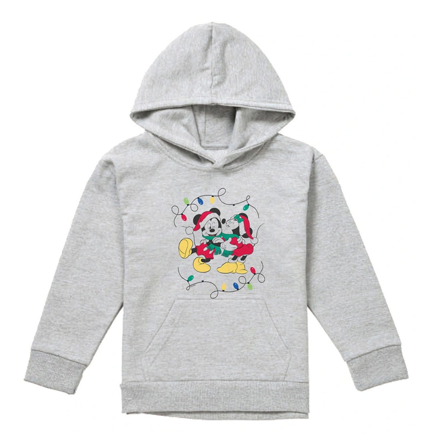 Athletic Heather - Front - Disney Childrens-Kids Mickey Mouse & Minnie Mouse Christmas Kiss Heather Hoodie