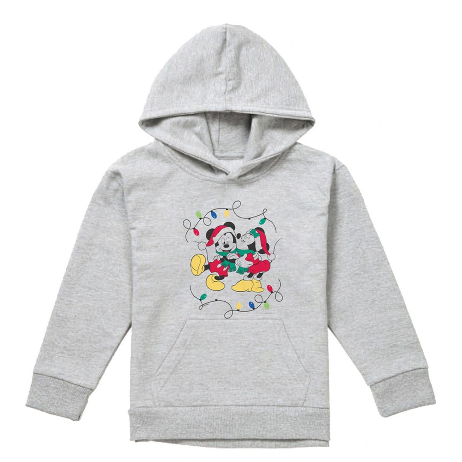 Athletic Heather - Front - Disney Childrens-Kids Mickey Mouse & Minnie Mouse Christmas Kiss Heather Hoodie