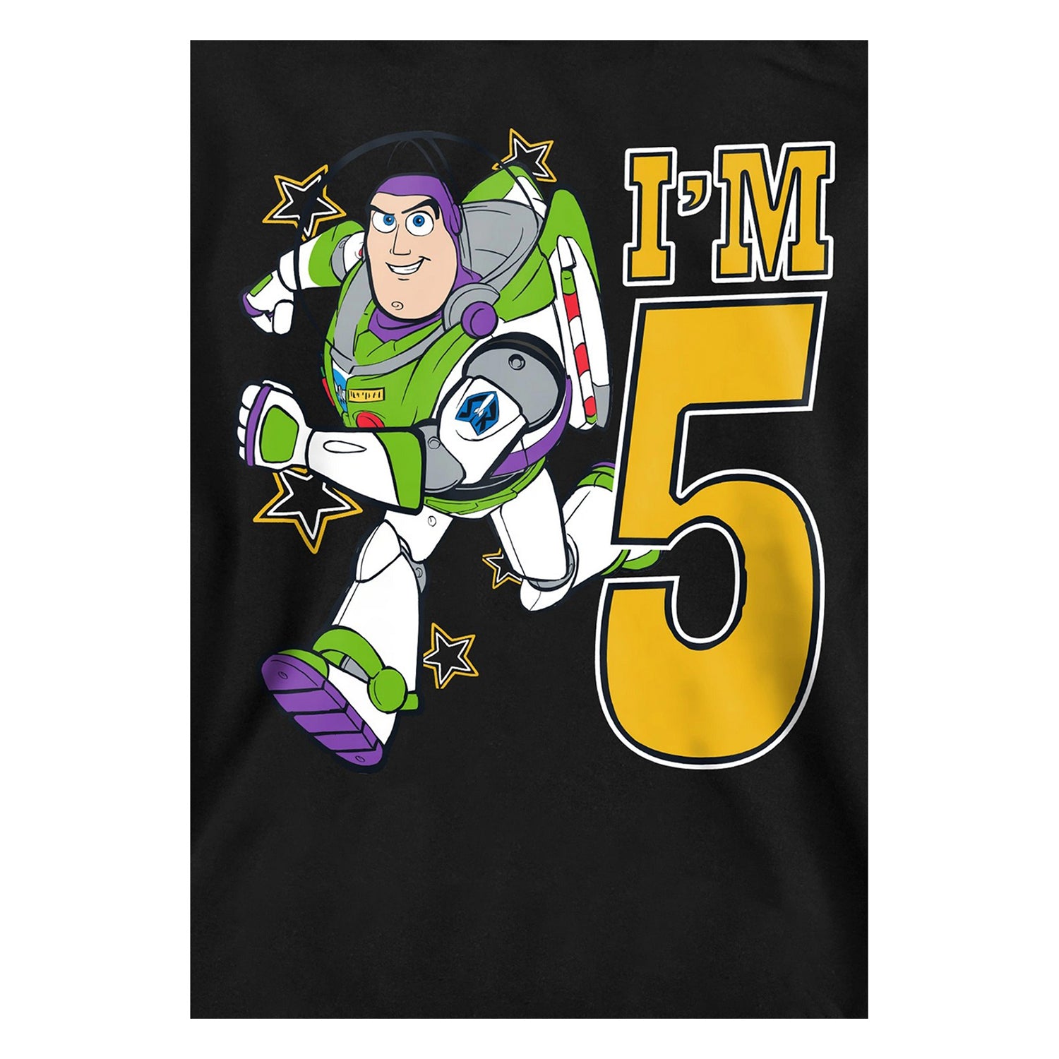 Black - Side - Toy Story Childrens-Kids I´m 5 Buzz Lightyear Birthday Hoodie