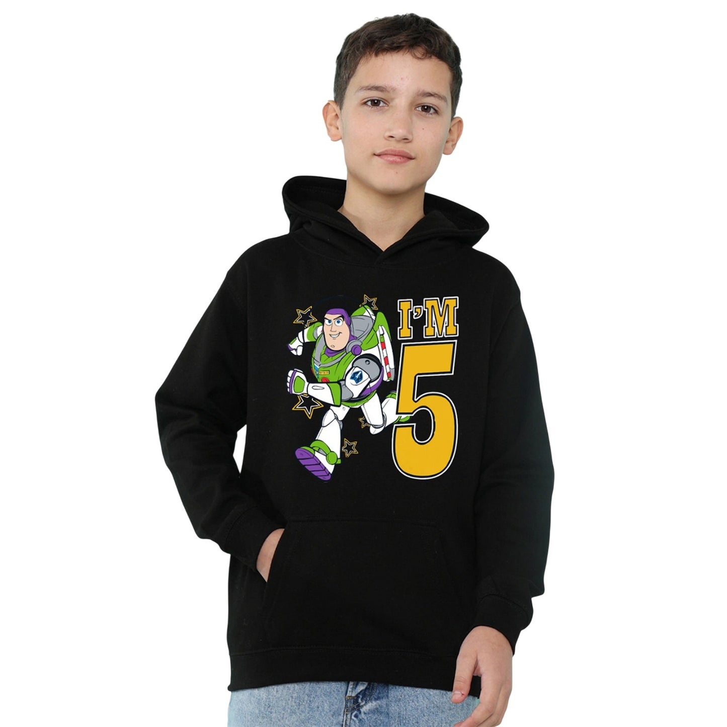 Black - Lifestyle - Toy Story Childrens-Kids I´m 5 Buzz Lightyear Birthday Hoodie