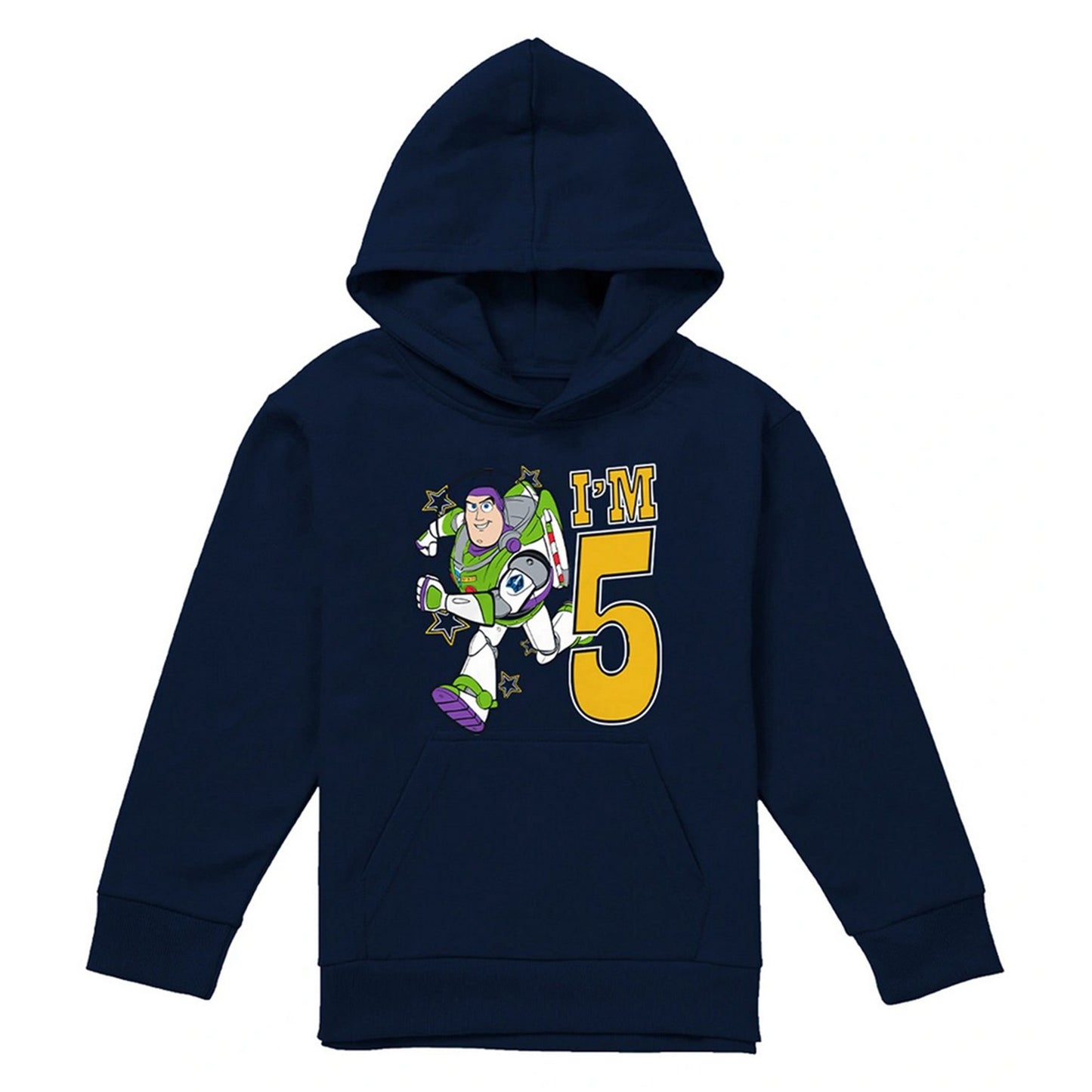 Navy - Front - Toy Story Childrens-Kids I´m 5 Buzz Lightyear Birthday Hoodie