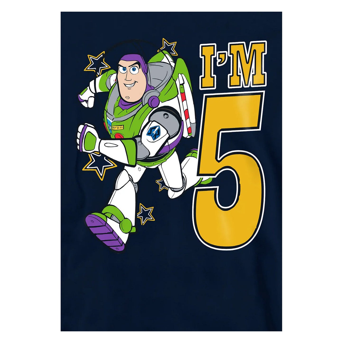 Navy - Side - Toy Story Childrens-Kids I´m 5 Buzz Lightyear Birthday Hoodie