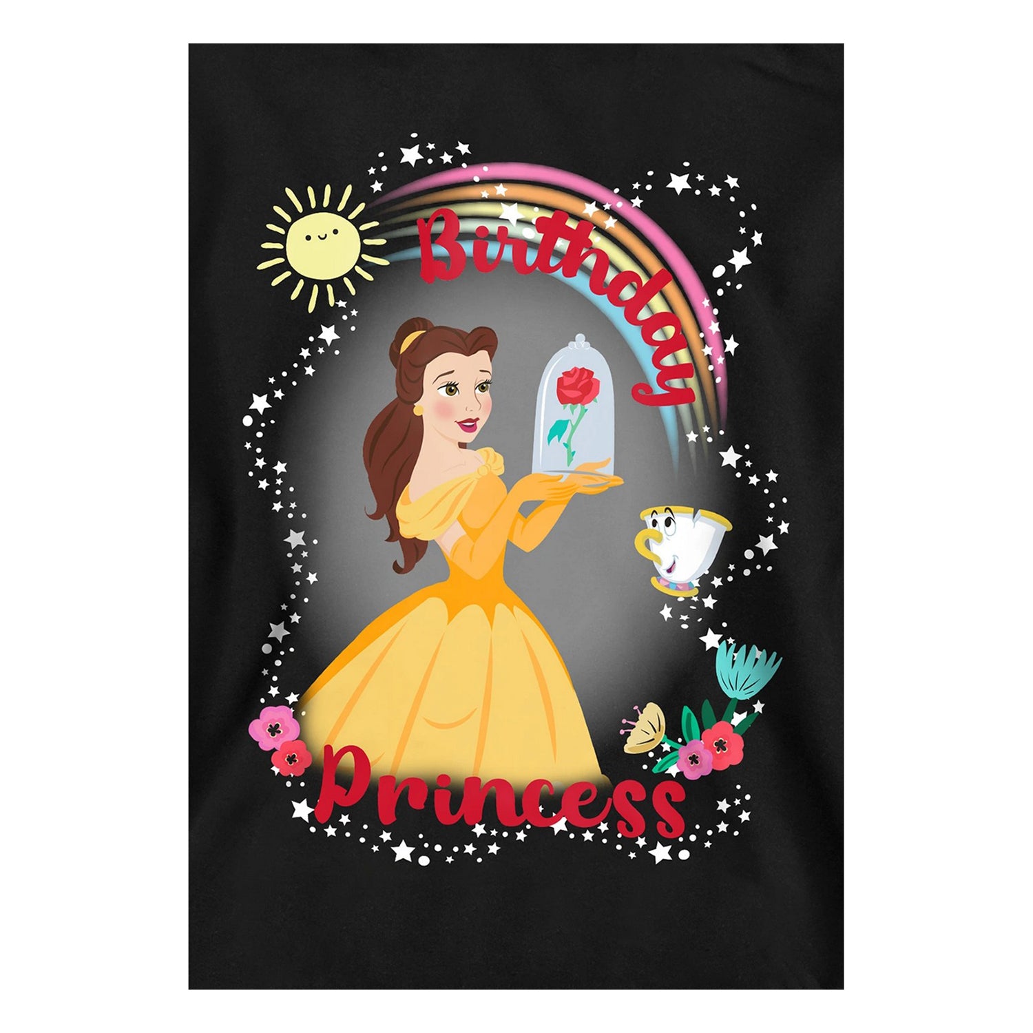 Black - Side - Beauty And The Beast Childrens-Kids Birthday Princess Belle Chip Hoodie