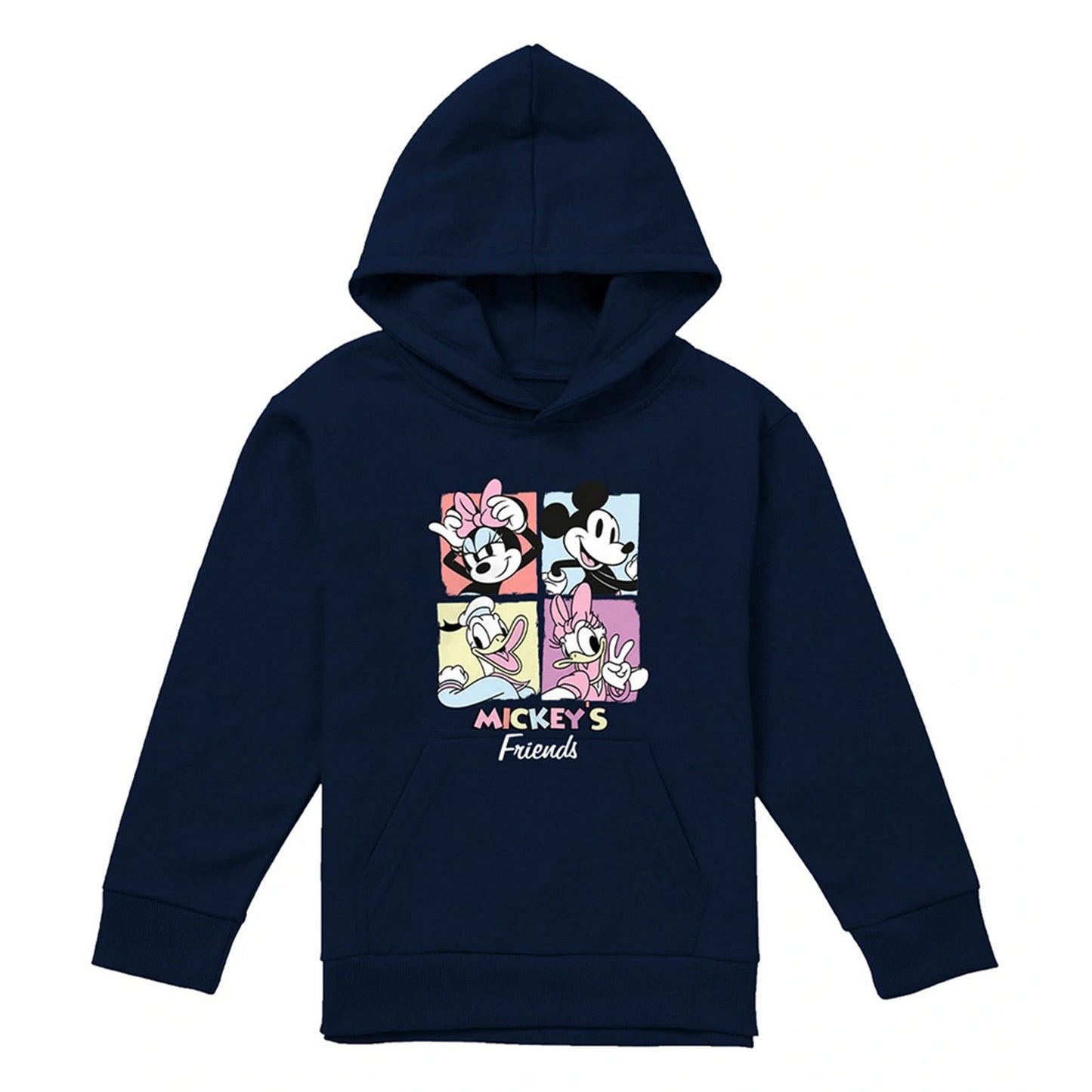 Navy - Front - Mickey Mouse & Friends Childrens-Kids Squares Hoodie