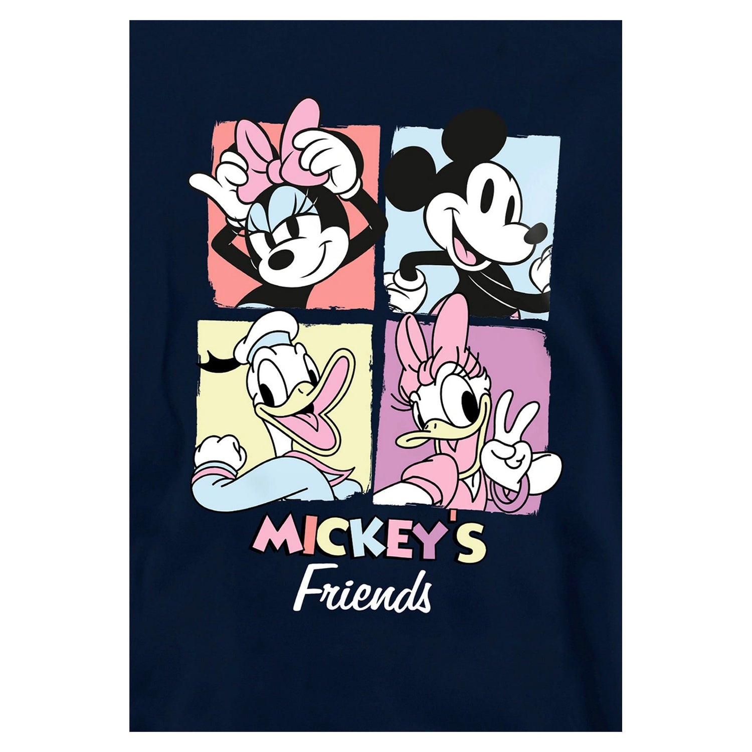 Navy - Side - Mickey Mouse & Friends Childrens-Kids Squares Hoodie