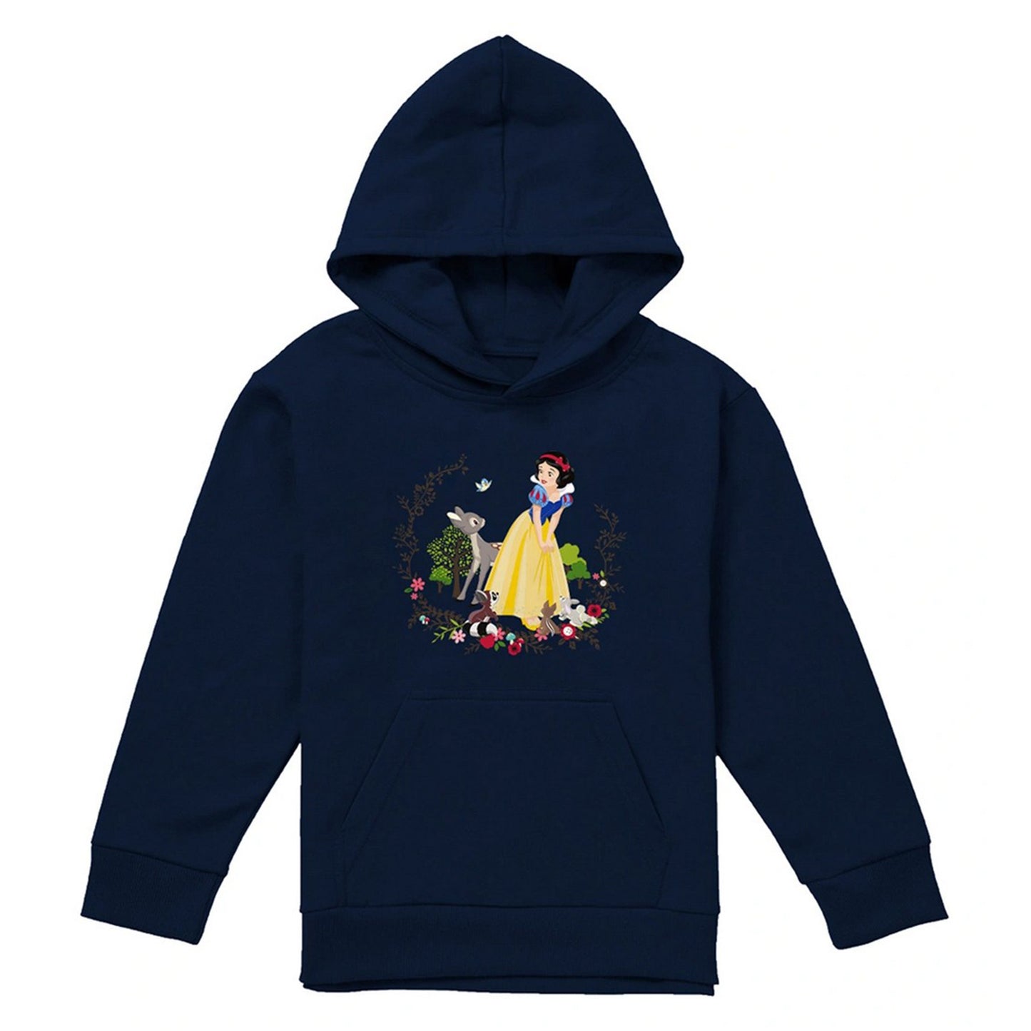 Navy - Front - Snow White Childrens-Kids And Her Forest Friends Hoodie