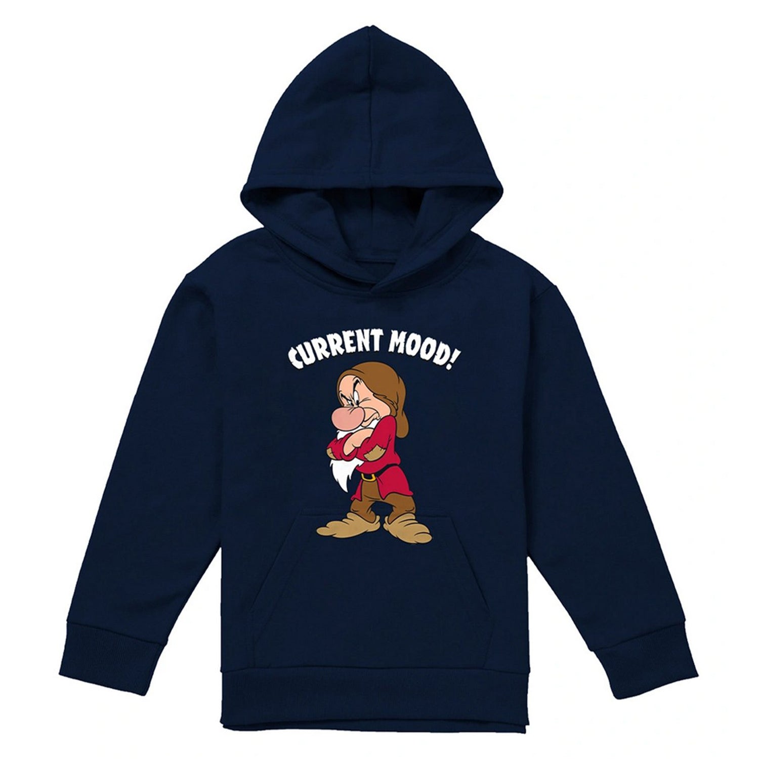 Navy - Front - Snow White And The Seven Dwarfs Childrens-Kids Current Mood Grumpy Hoodie