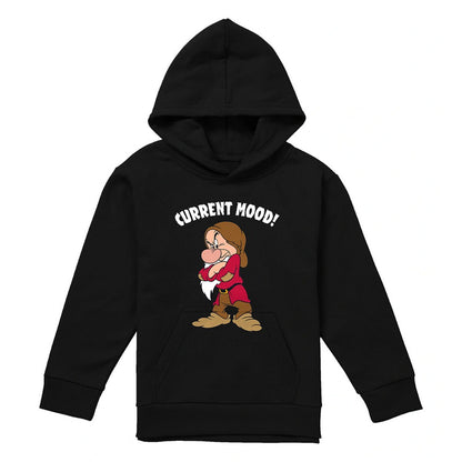 Black - Front - Snow White And The Seven Dwarfs Childrens-Kids Current Mood Grumpy Hoodie