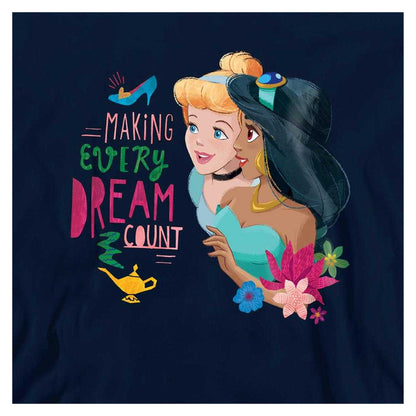 Navy - Side - Disney Princess Childrens-Kids Making Every Dream Count Cinderella & Jasmine Hoodie