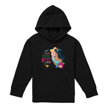 Black - Front - Disney Princess Childrens-Kids Making Every Dream Count Cinderella & Jasmine Hoodie