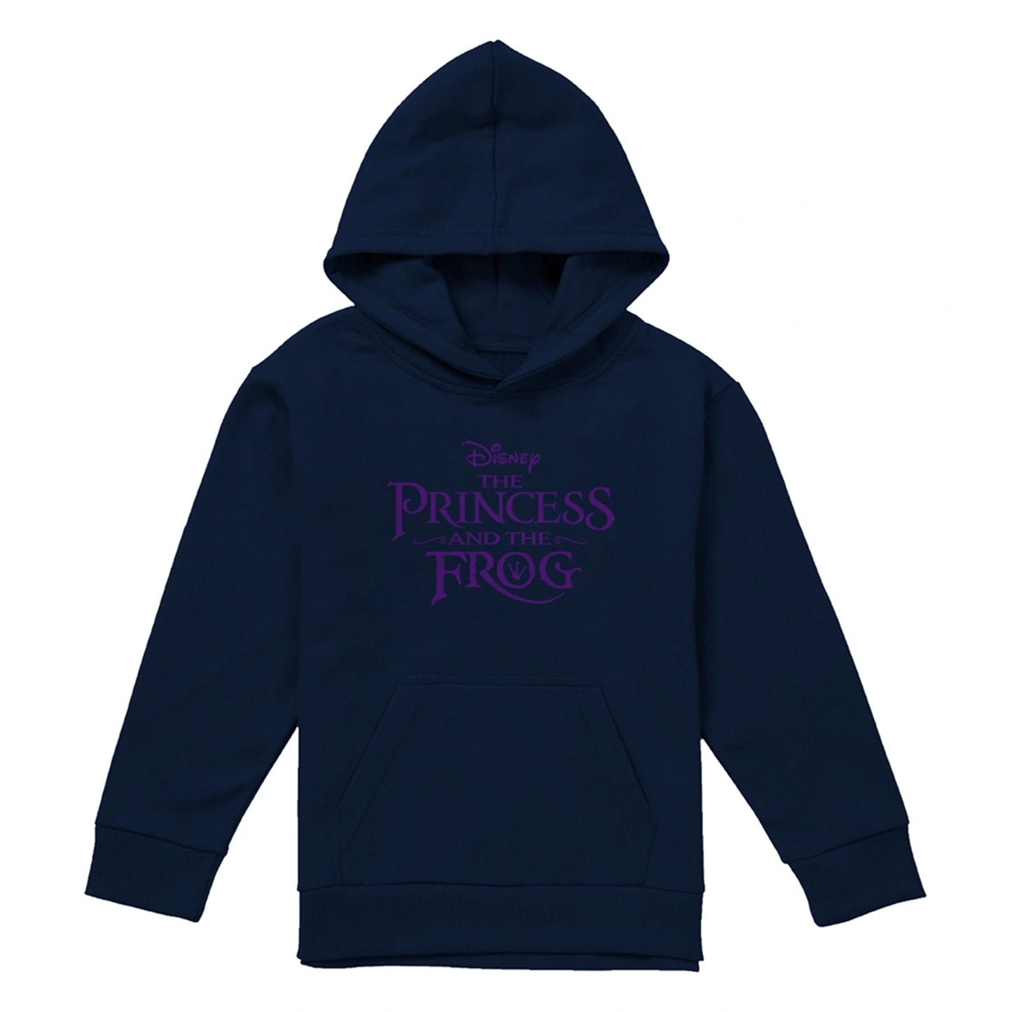Navy - Front - The Princess and the Frog Childrens-Kids Logo Hoodie