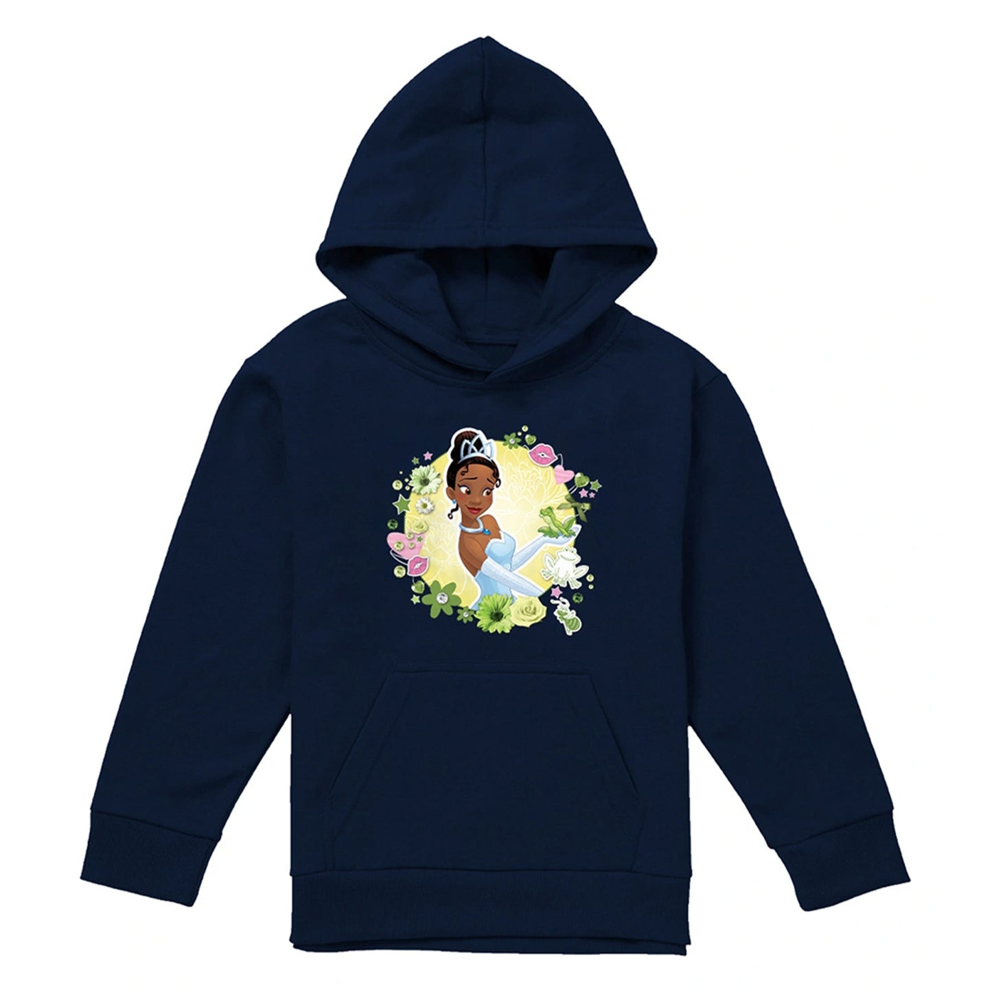 Navy - Front - The Princess and the Frog Childrens-Kids Tiana & Prince Naveen Hoodie