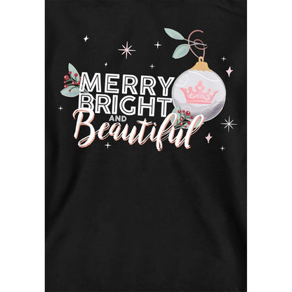 Black - Side - Disney Princess Childrens-Kids Merry, Bright And Beautiful Christmas Hoodie