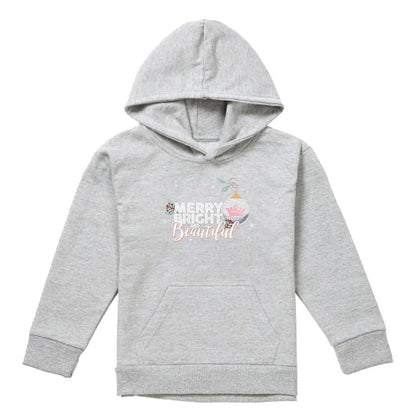 Athletic Heather - Front - Disney Princess Childrens-Kids Merry, Bright And Beautiful Christmas Hoodie