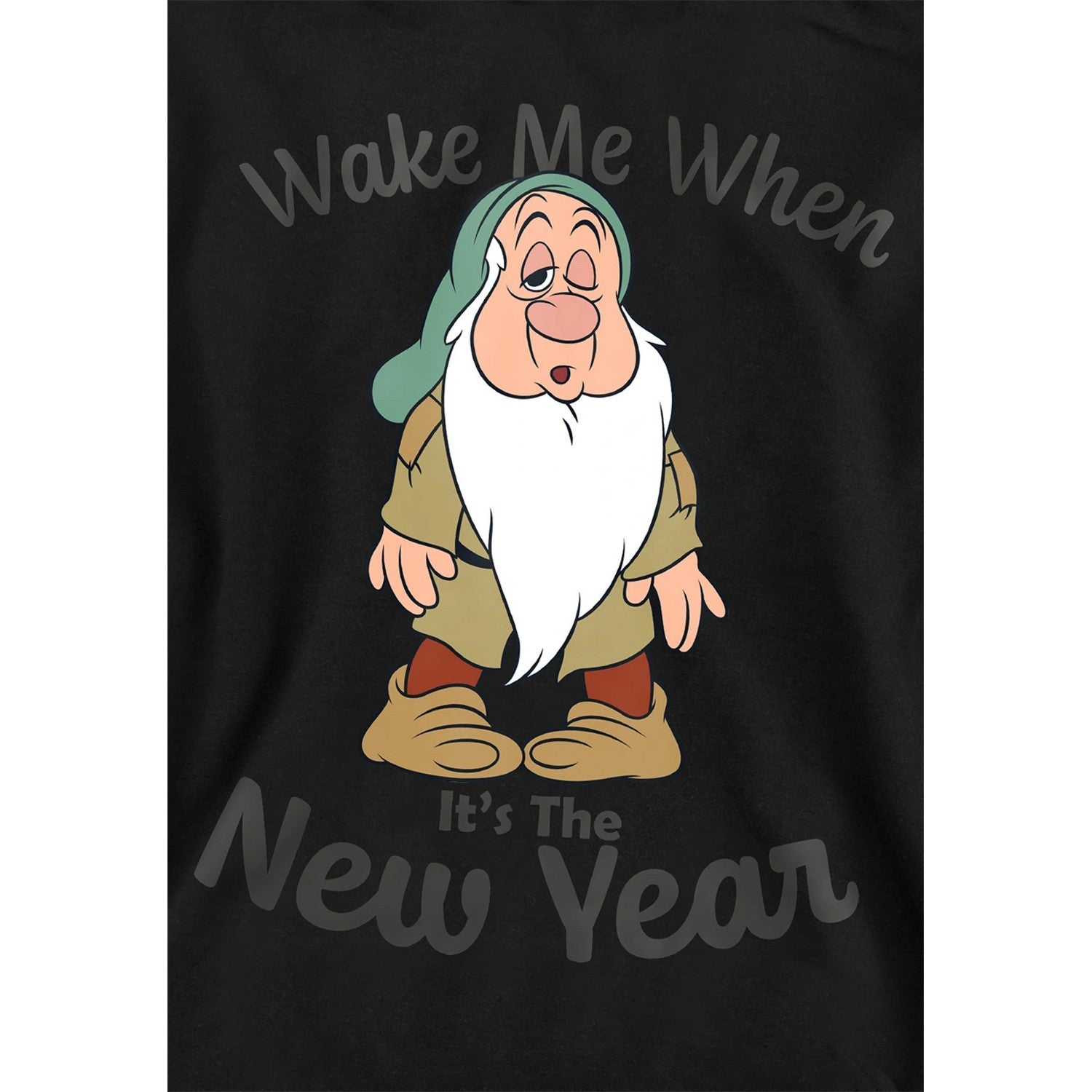 Black - Side - Snow White Childrens-Kids Wake Me When It´s The New Year Sleepy Hoodie