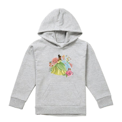 Athletic Heather - Front - Disney Princess Childrens-Kids In The Garden Tiana And Cinderella Heather Hoodie