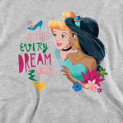 Athletic Heather - Side - Disney Princess Childrens-Kids Making Every Dream Count Cinderella & Jasmine Heather Hoodie