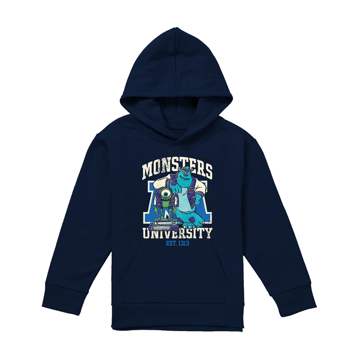 Navy - Front - Monsters University Childrens-Kids Mike & Sulley Collegic Hoodie