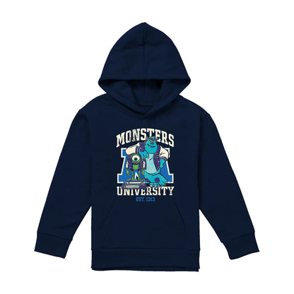 Navy - Front - Monsters University Childrens-Kids Mike & Sulley Collegic Hoodie