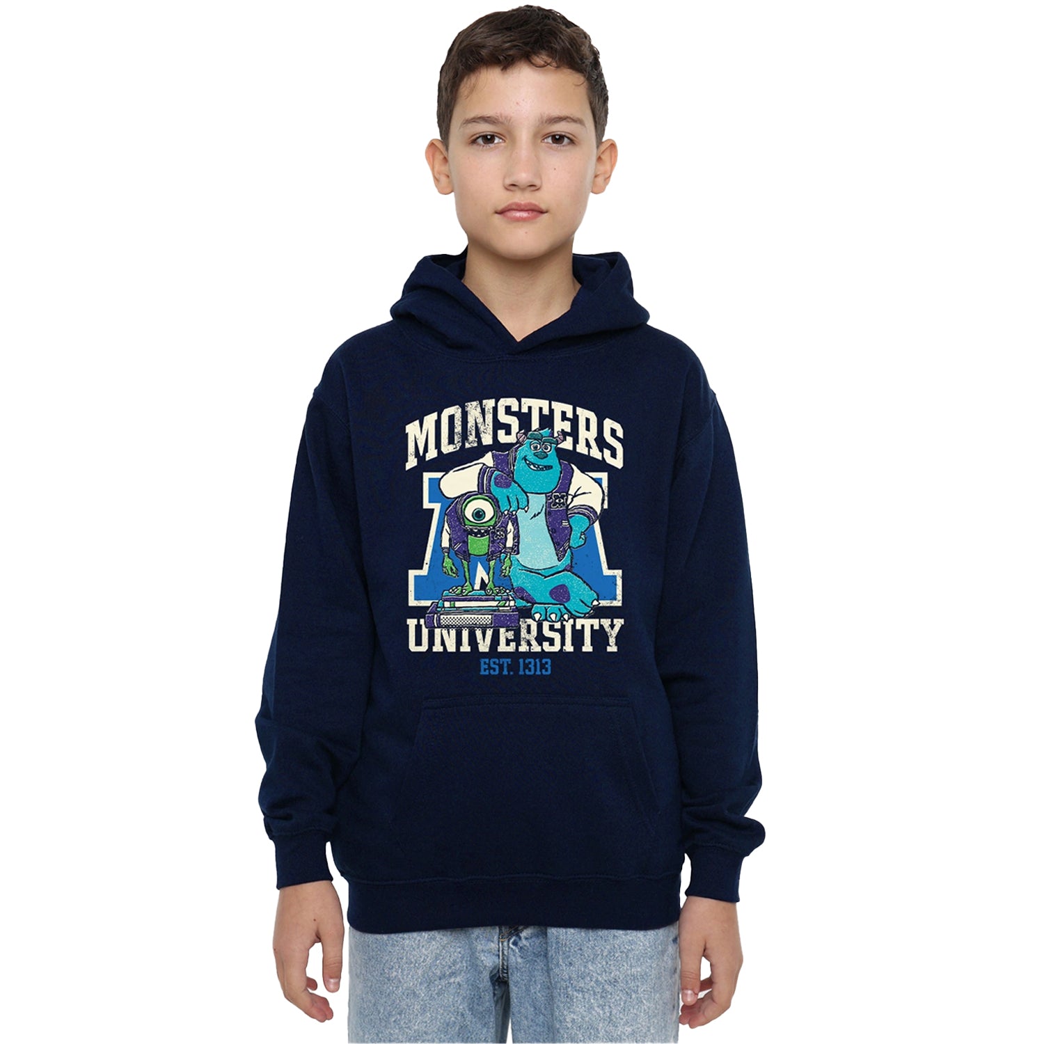 Navy - Lifestyle - Monsters University Childrens-Kids Mike & Sulley Collegic Hoodie