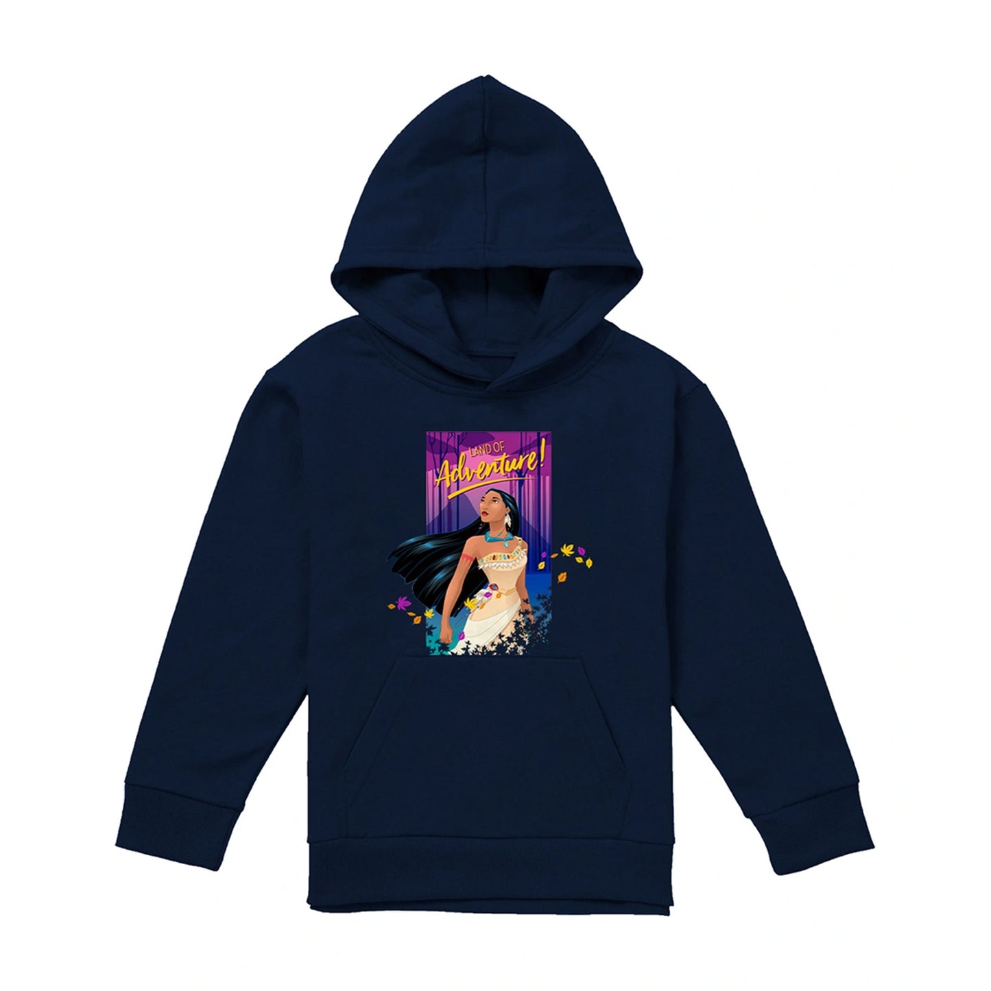 Navy - Front - Pocahontas Childrens-Kids Land Of Adventure Hoodie