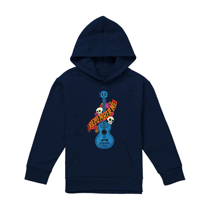 Navy - Front - Coco Childrens-Kids Remember Me Guitar With Skulls Hoodie