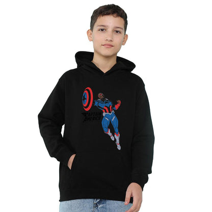 Black - Lifestyle - Captain America Childrens-Kids Sam Wilson Doodle Pull Over Hoodie