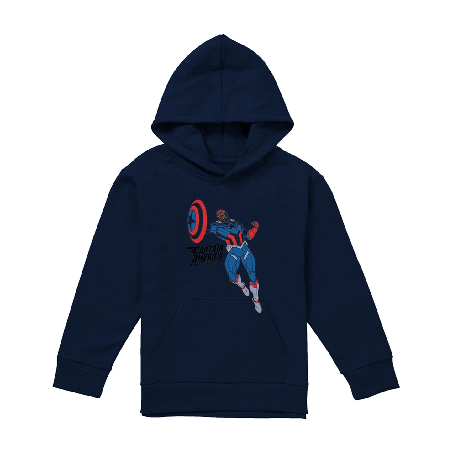 Navy - Front - Captain America Childrens-Kids Sam Wilson Doodle Pull Over Hoodie
