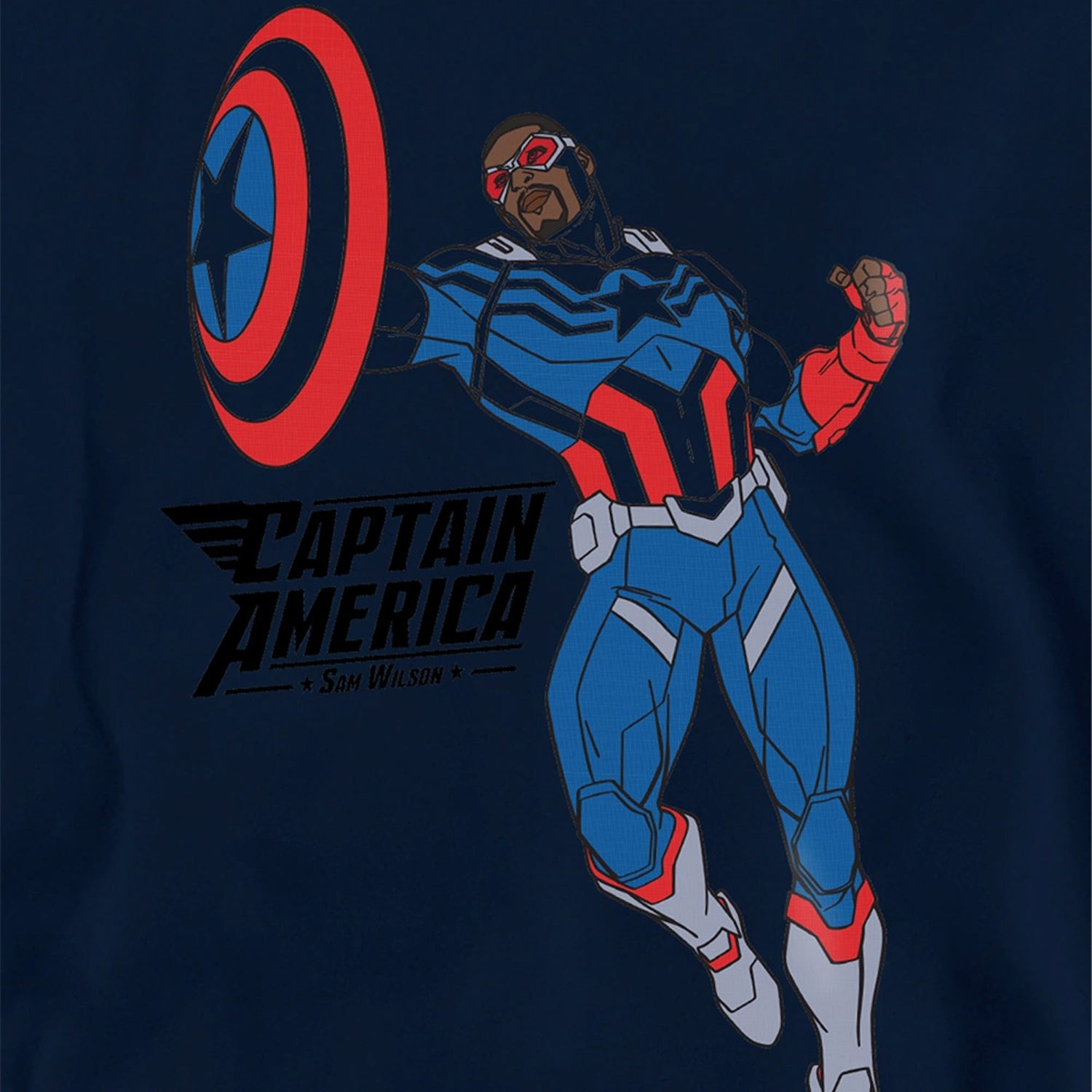Navy - Side - Captain America Childrens-Kids Sam Wilson Doodle Pull Over Hoodie