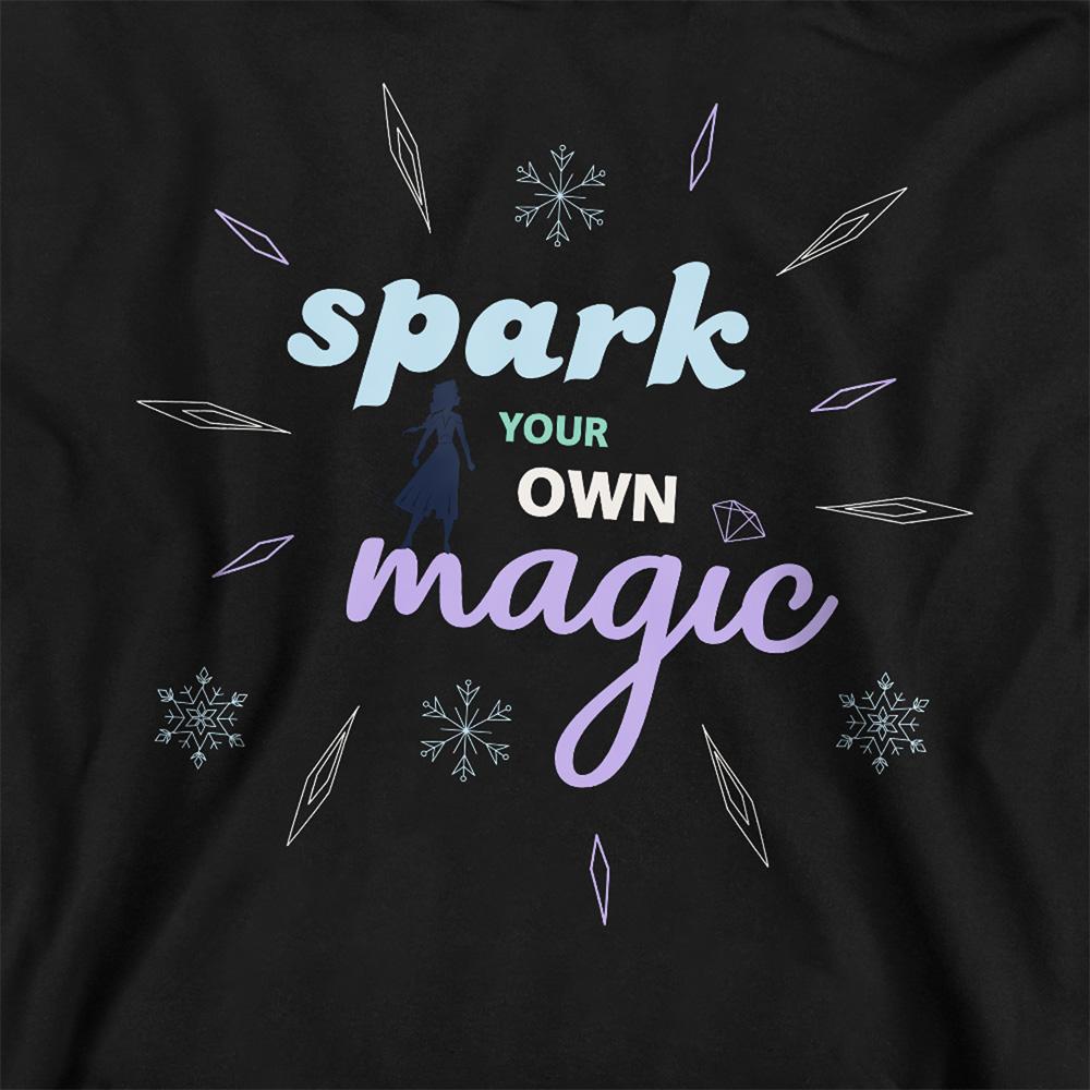 Black - Side - Frozen Childrens-Kids Spark Your Own Magic Elsa Silhouette Pullover Hoodie