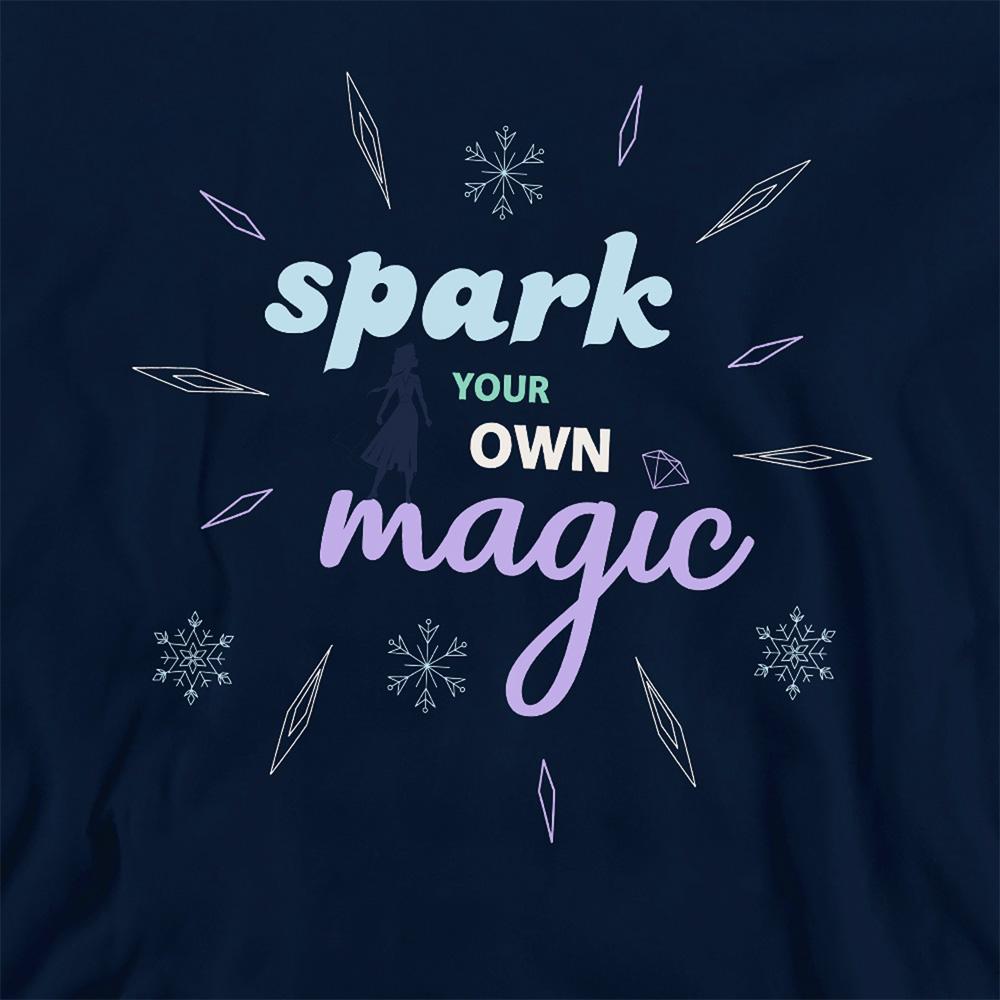 Navy - Side - Frozen Childrens-Kids Spark Your Own Magic Elsa Silhouette Pullover Hoodie