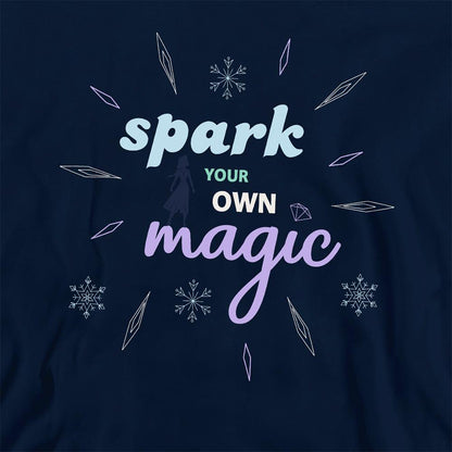 Navy - Side - Frozen Childrens-Kids Spark Your Own Magic Elsa Silhouette Pullover Hoodie