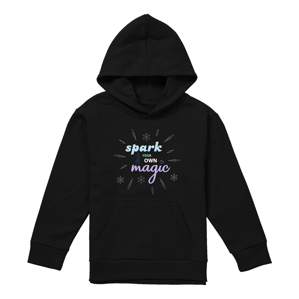 Black - Front - Frozen Childrens-Kids Spark Your Own Magic Elsa Silhouette Pullover Hoodie