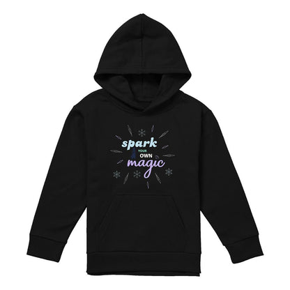 Black - Front - Frozen Childrens-Kids Spark Your Own Magic Elsa Silhouette Pullover Hoodie