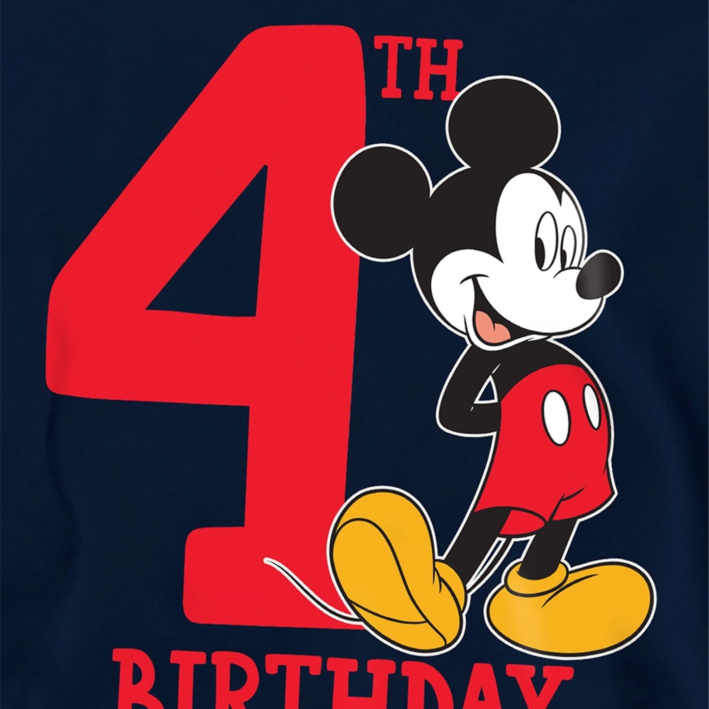 Navy - Side - Disney Childrens-Kids Mickey Mouse Shirt 4th Birthday Hoodie