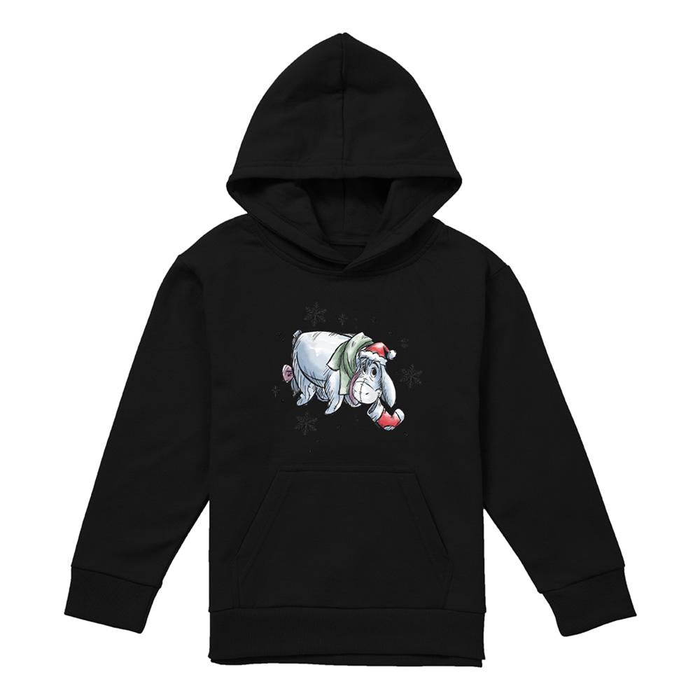 Athletic Heather - Front - Winnie the Pooh Childrens-Kids Eeyore Snowflake Heather Christmas Hoodie