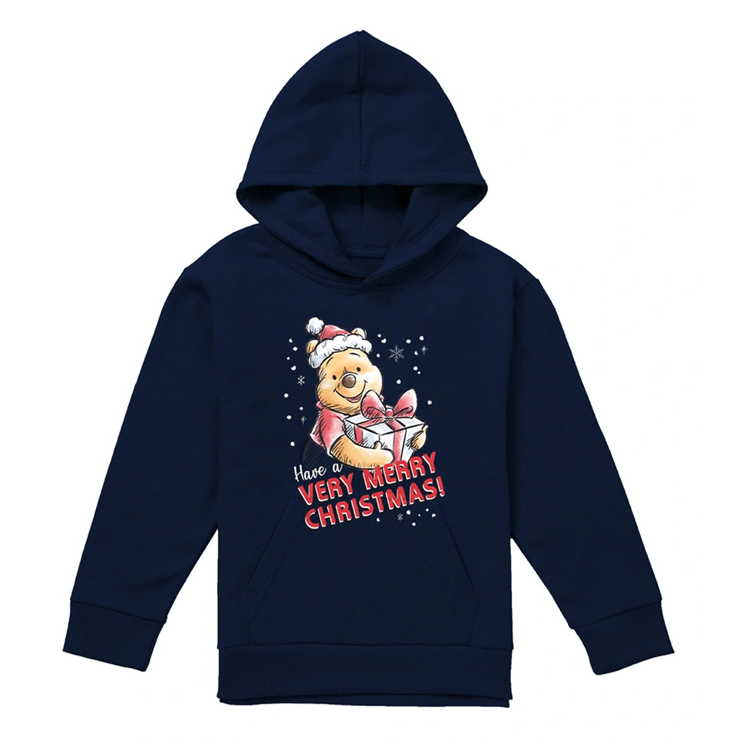 Navy - Front - Winnie the Pooh Childrens-Kids Have A Very Merry Christmas! Hoodie