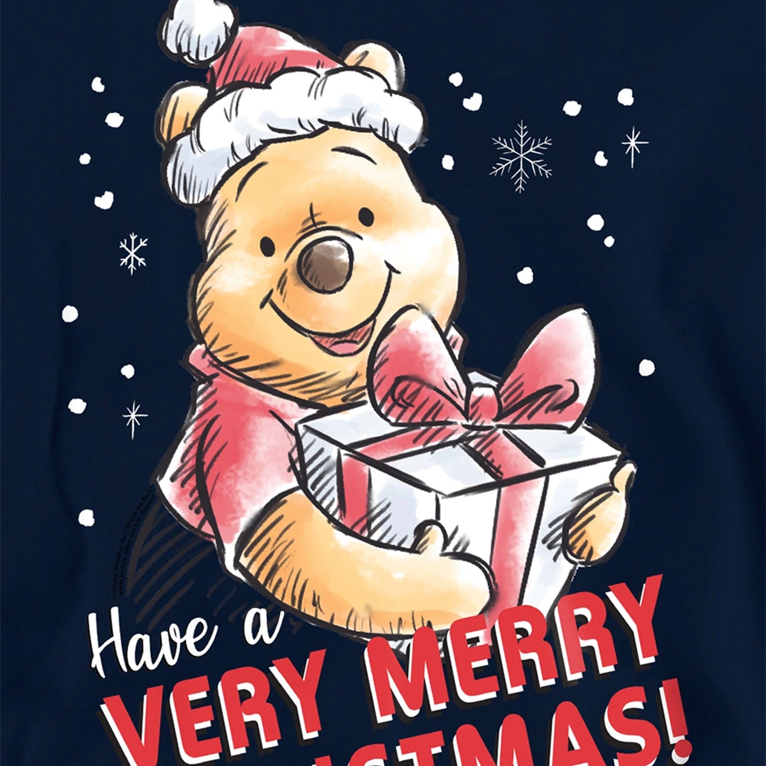 Navy - Side - Winnie the Pooh Childrens-Kids Have A Very Merry Christmas! Hoodie