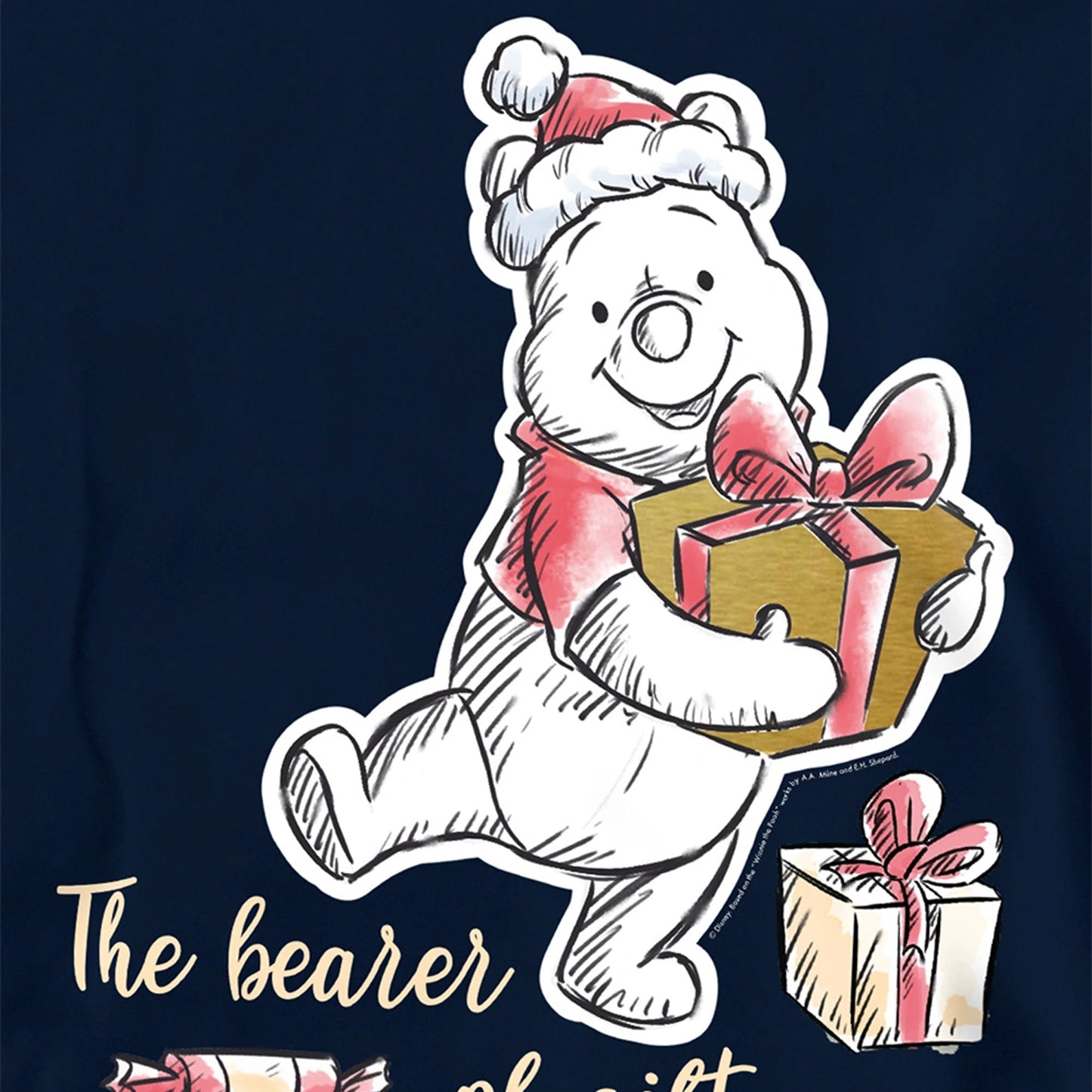 Navy - Side - Winnie the Pooh Childrens-Kids The Bearer Of Christmas Gifts Hoodie