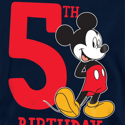 Navy - Side - Disney Childrens-Kids Mickey Mouse Shirt 5th Birthday Hoodie
