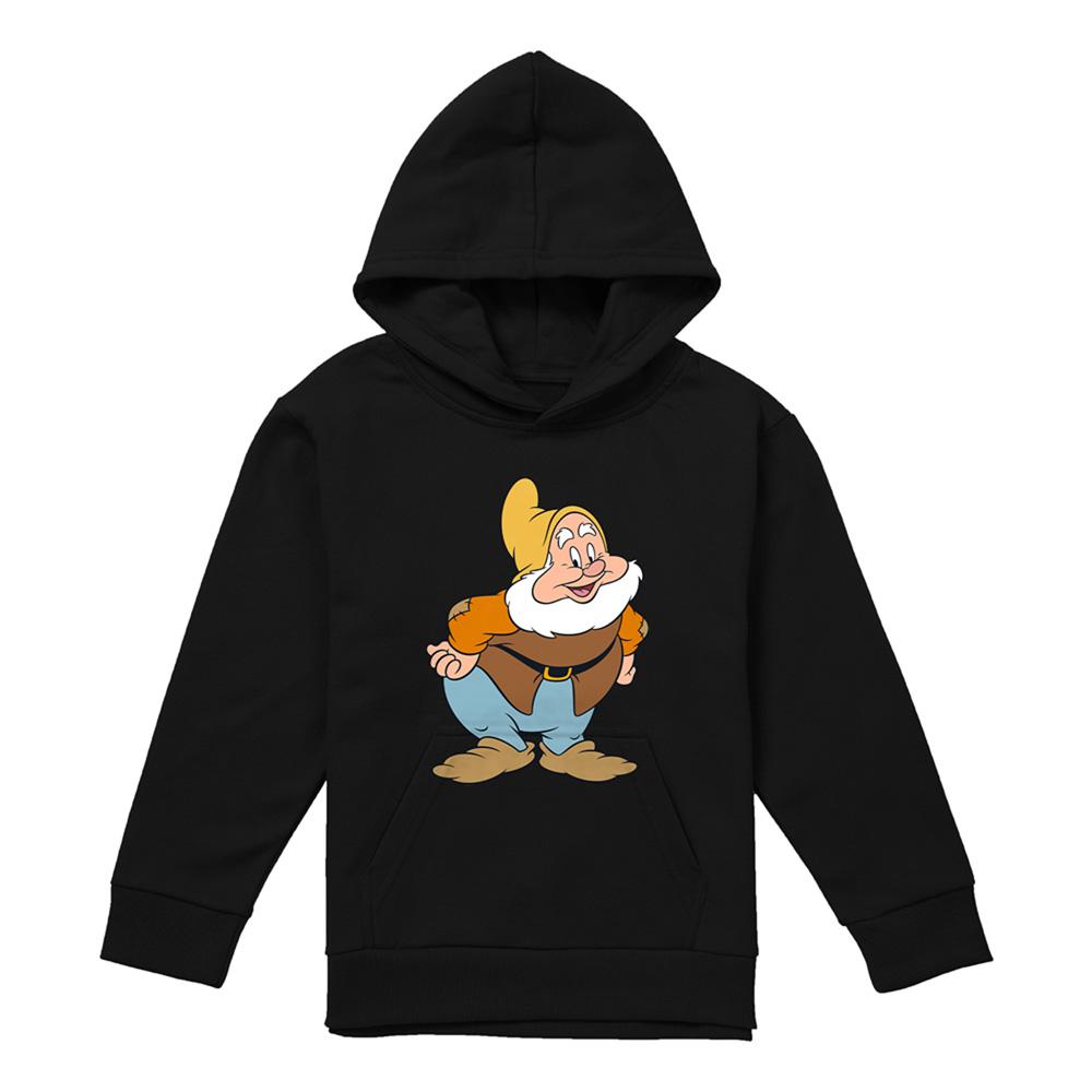 Black - Front - Snow White And The Seven Dwarfs Childrens-Kids Happy Hoodie