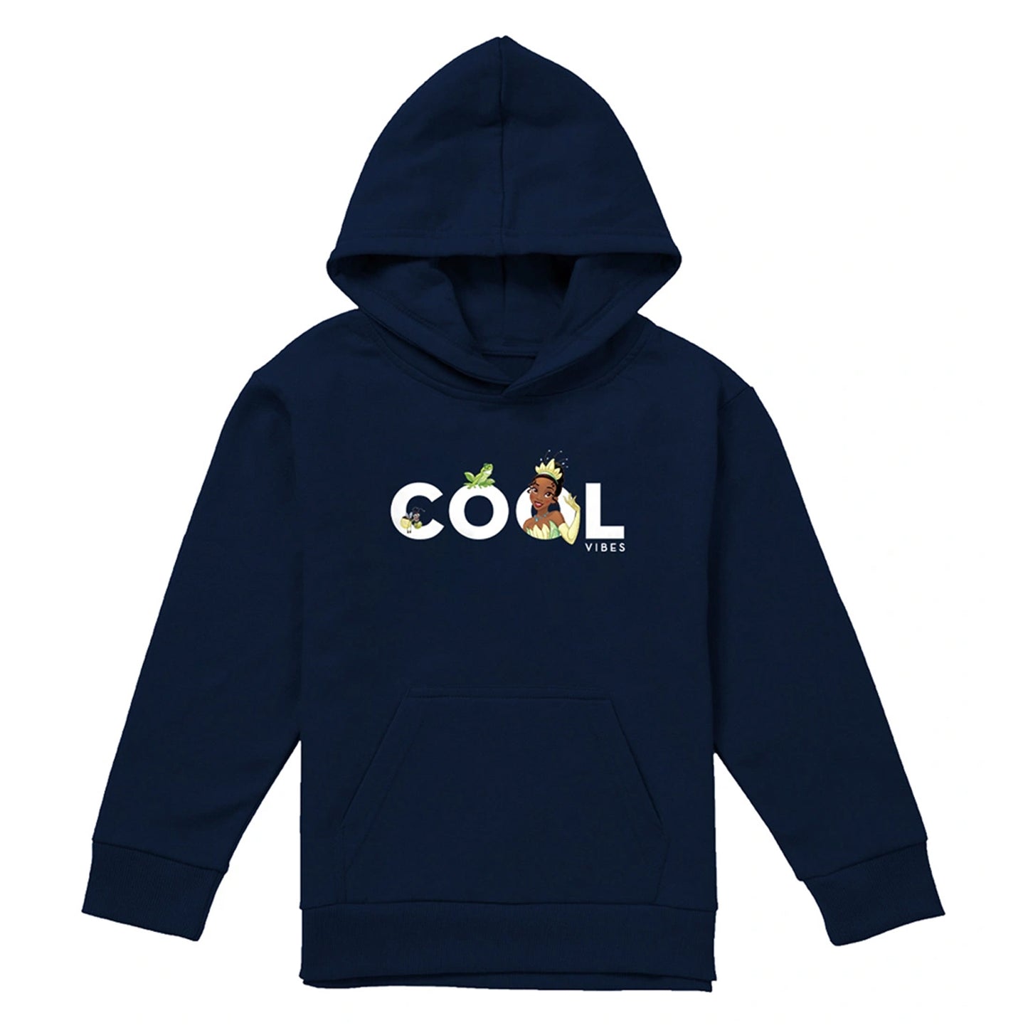 Navy - Front - The Princess and the Frog Childrens-Kids Cool Vibes Tiana & Prince Naveen Hoodie