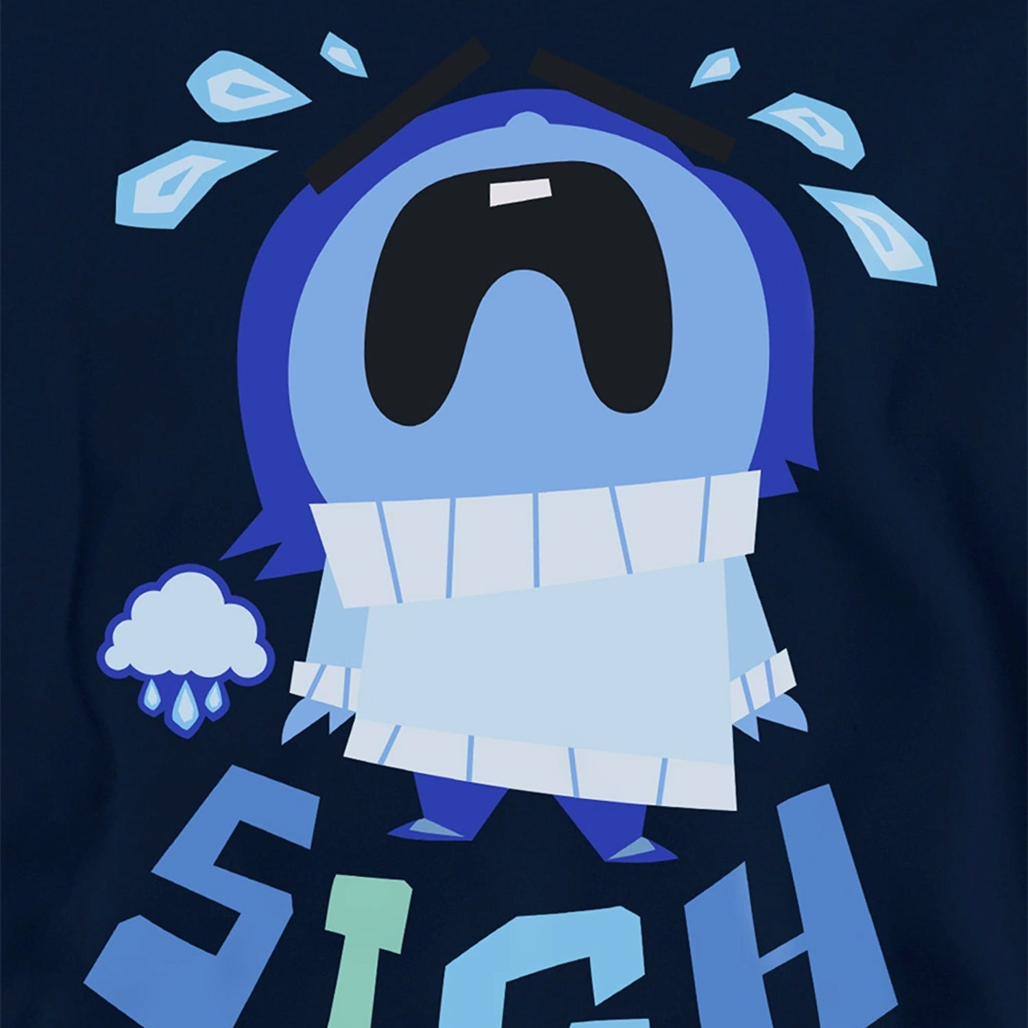 Navy - Side - Inside Out 2 Childrens-Kids Sadness Hoodie