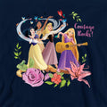 Navy - Side - Disney Princess Childrens-Kids Snow White Pocahontas Sleeping Beauty Heather Hoodie